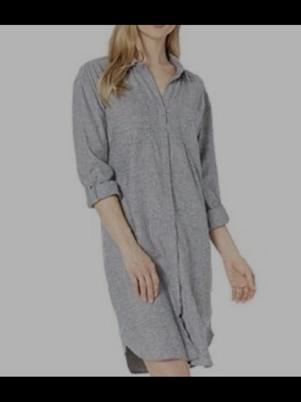 Prana Gray-Blue Button-Down Shirt Dress Size Small